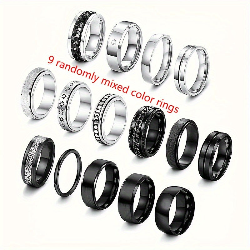 5pcs Men's 316 Stainless Steel 316 ring set - rotatable design multifunctional ring set, fashionable and trendy, ring set, birthday gift for boyfriend, husband and brother
