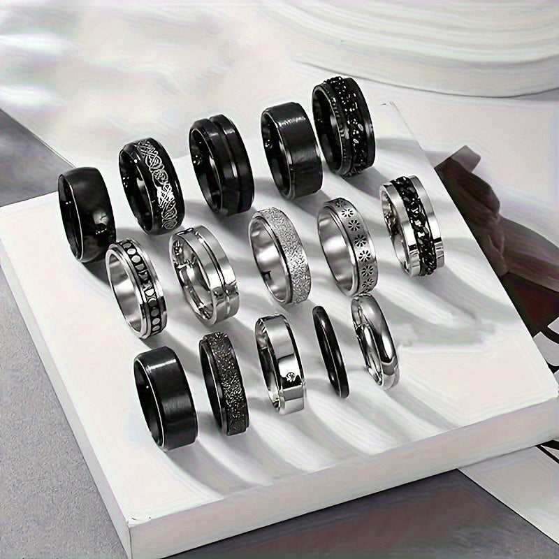 5pcs Men's 316 Stainless Steel 316 ring set - rotatable design multifunctional ring set, fashionable and trendy, ring set, birthday gift for boyfriend, husband and brother
