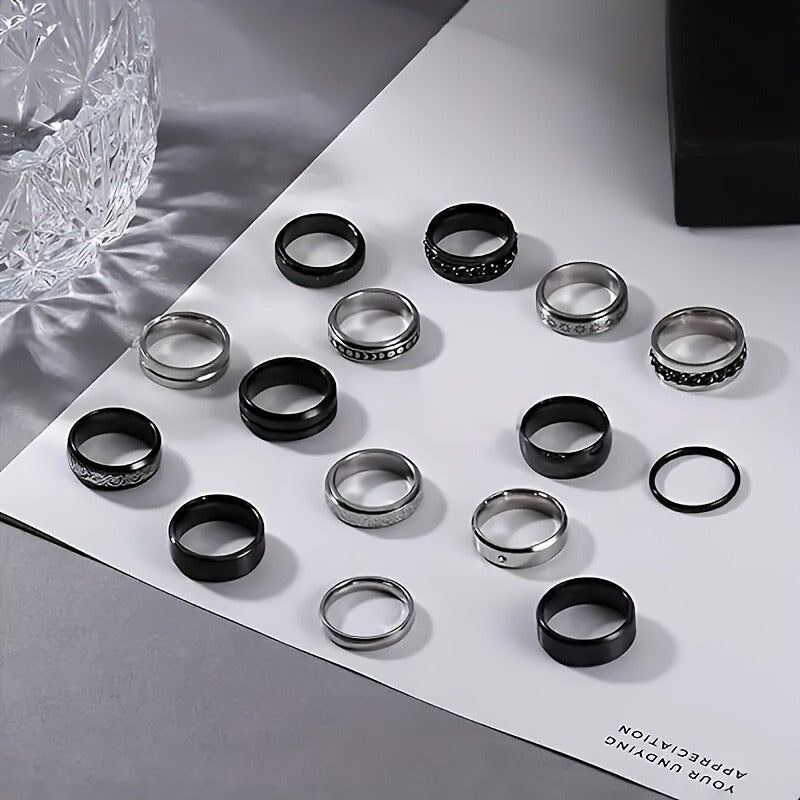 5pcs Men's 316 Stainless Steel 316 ring set - rotatable design multifunctional ring set, fashionable and trendy, ring set, birthday gift for boyfriend, husband and brother
