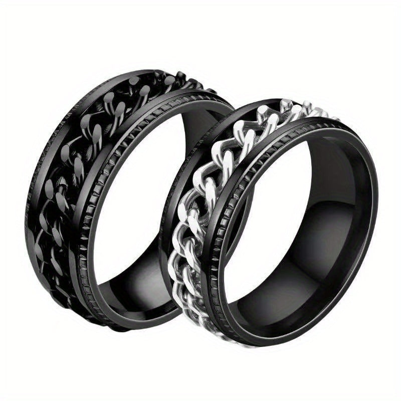 5pcs Men's 316 Stainless Steel 316 ring set - rotatable design multifunctional ring set, fashionable and trendy, ring set, birthday gift for boyfriend, husband and brother
